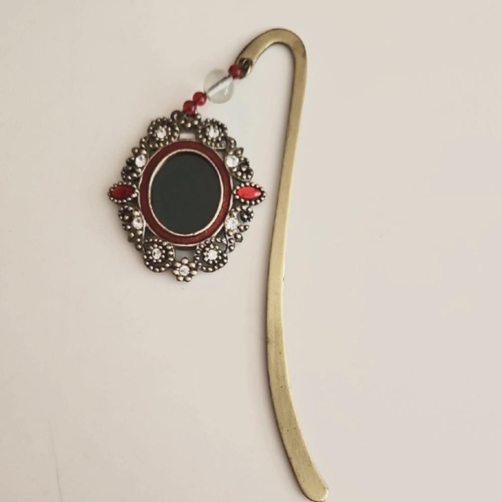 Vintage Jane Seymour Elegant Silver Red Metal Photo Frame Decorative Bookmark